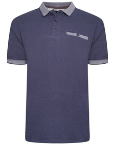 KAM Pique Jacquard Polo Shirt Royal Blue Marl